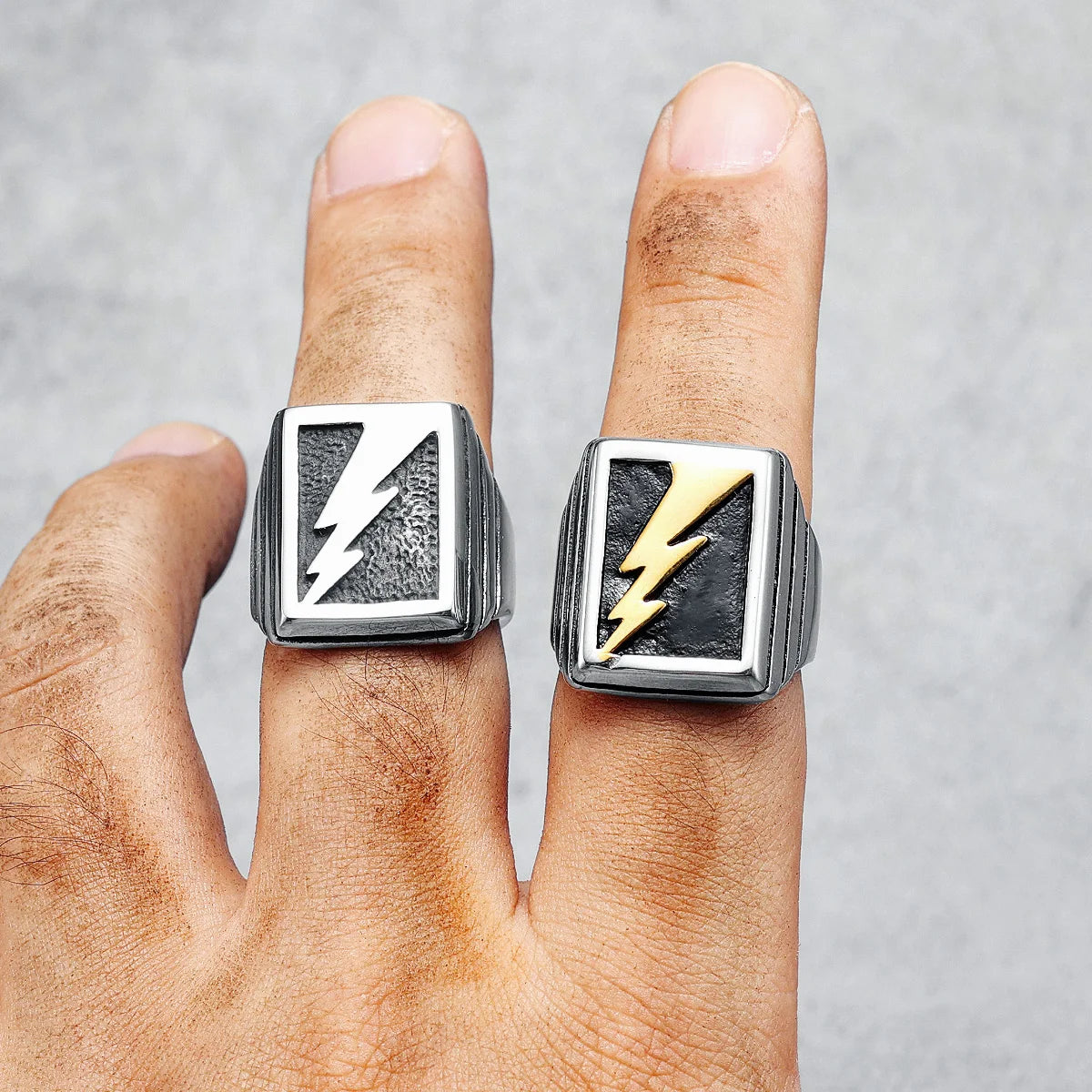 Golden Lightning Men Rings 316L Stainless Steel Simple Ring Punk Rock Party for Friend Couple Jewelry Best Gift Dropshipping