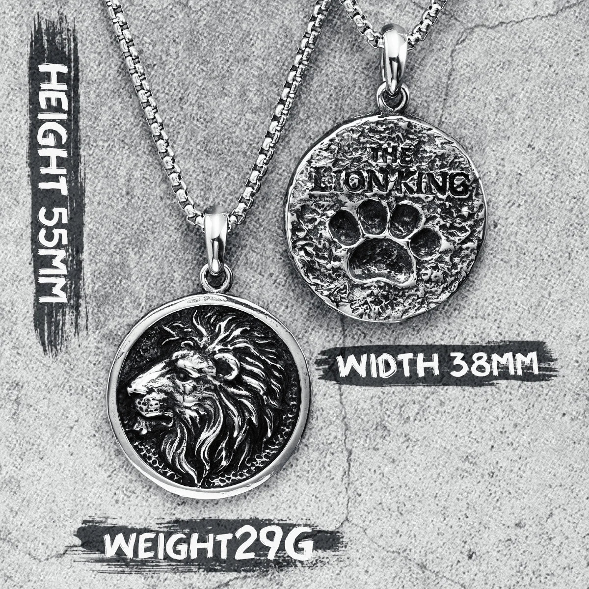 Wild Lion Men Necklaces 316L Stainless Steel Animal King Palm Print Pendants Chains Rock Punk for Friend Male Jewelry Best Gift