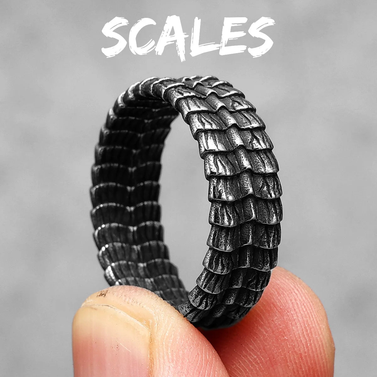 Scale Texture Ring 316L Stainless Steel Rings Men Simplicity Retro Rock Hip Hop Trendy for Boyriend Biker Jewelry Gift Wholesale