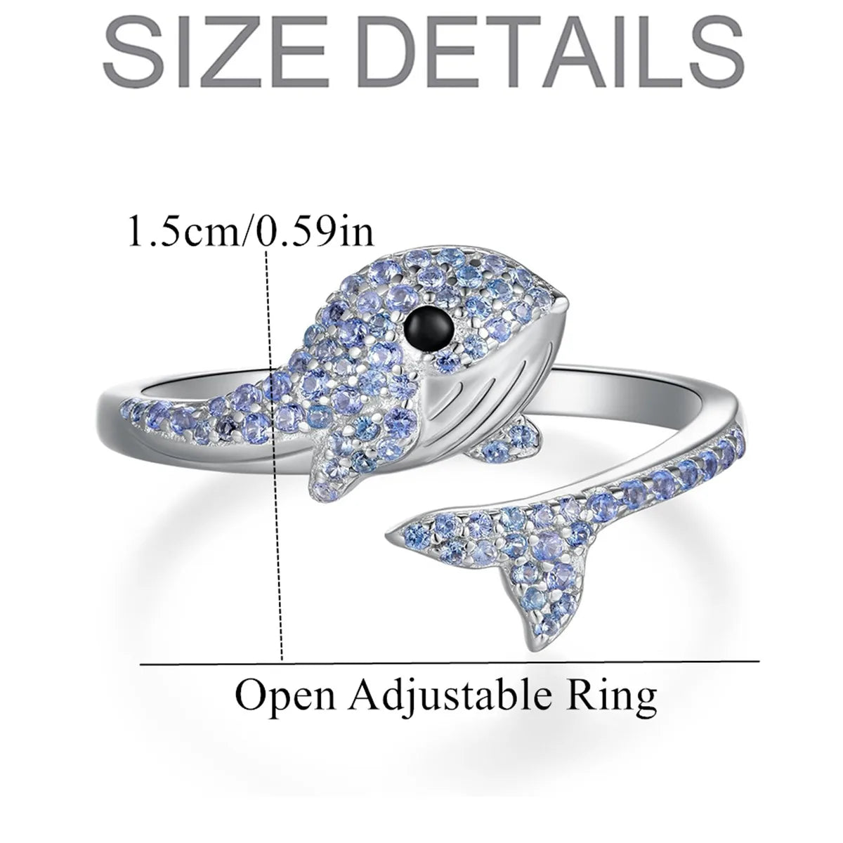 Cute Delicate Blue Sea Creature Whale Open Ring Everyday Everything Ladies Ring Personalized Summer Holiday Jewelry Love Gifts