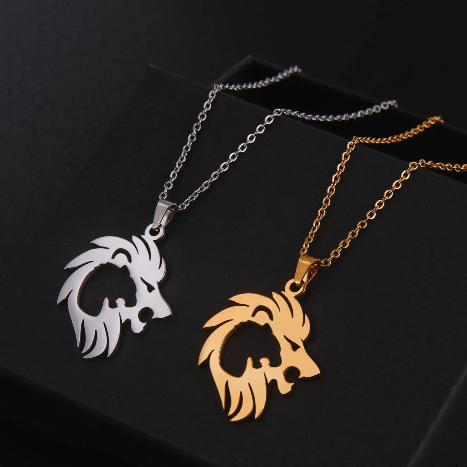 Dreamtimes Lion Necklaces for Women Stainless Steel Punk Animal Pendant Necklace Link Chain Women Fashion Jewelry Party Gifts