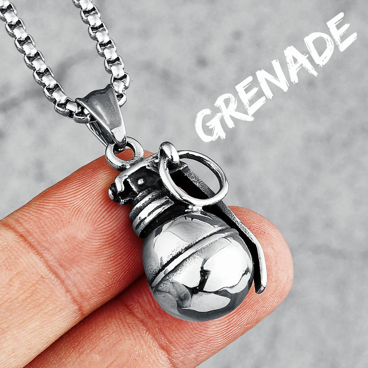 Hip Hop Rap Grenade Necklaces 316L Stainless Steel Men Pendant Chain Punk for Boyfriend Biker Rider Jewelry Gift Dropshipping