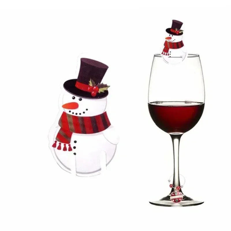 Lot de 10, 20 ou 30 cartes de tasse de Noël, chapeau de Père Noël, décorations de verre à vin, cadeau de nouvel an, décorations de Noël