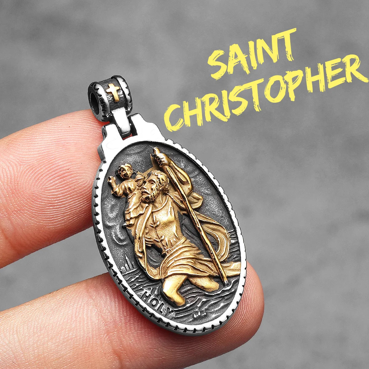 St Christopher Men Necklace 316L Stainless Steel Chain Pendant Traveler Amulet Prayer Hip Hop for Male Jewelry Gift Dropshipping