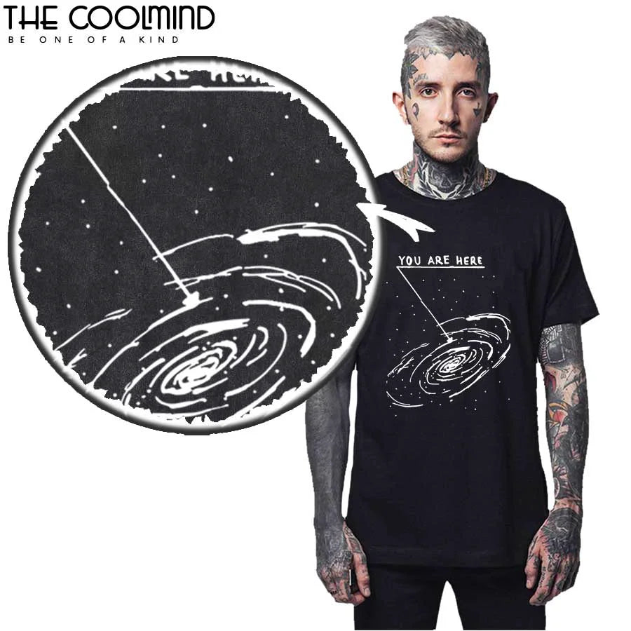 COOLMIND 100% Cotton  Summer Loose Men Tshirt Cool Oversized Men T Shirt o-neck Space Funny t-shirt Male Tee Shirts