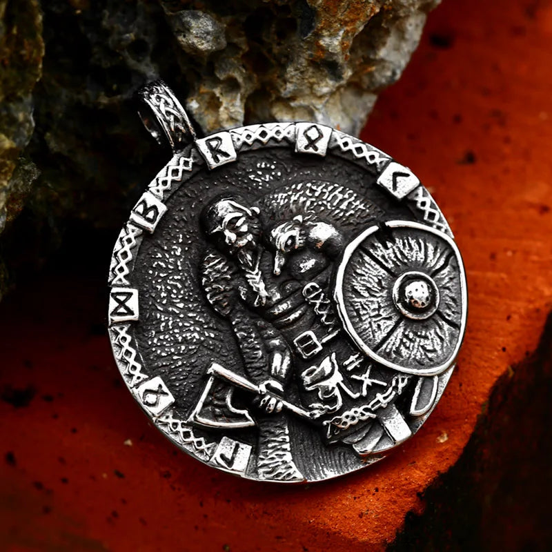 New Fashion 316L Stainless Steel Skull Viking Navigation Pendant For Men Viking Vegvisir Pendant Vintage Heavy Solid Jewelry