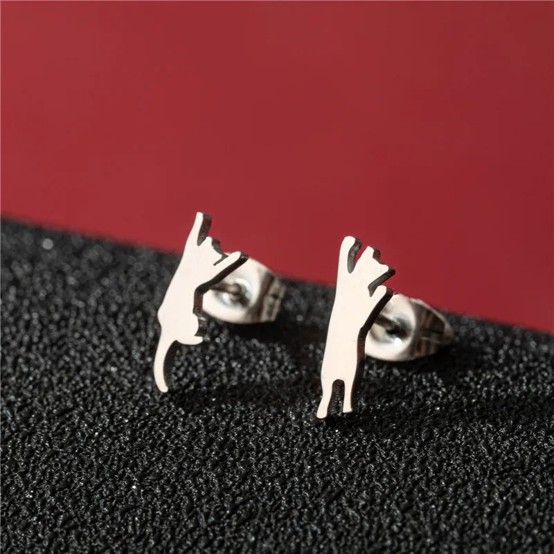 Lovely Small Cat Earrings Women Multiple Animal Stainless Steel Earings Fashion Jewelry Kitten Kitty Ear Studs Girls Gift