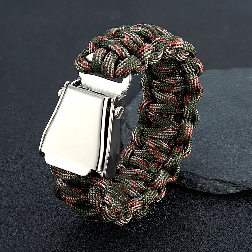 MKENDN Survival Bracelet Outdoor Camping Rescue Emergency Paracord Bracelet Stainless Steel Safety Belt With Airplane Pilot Gift