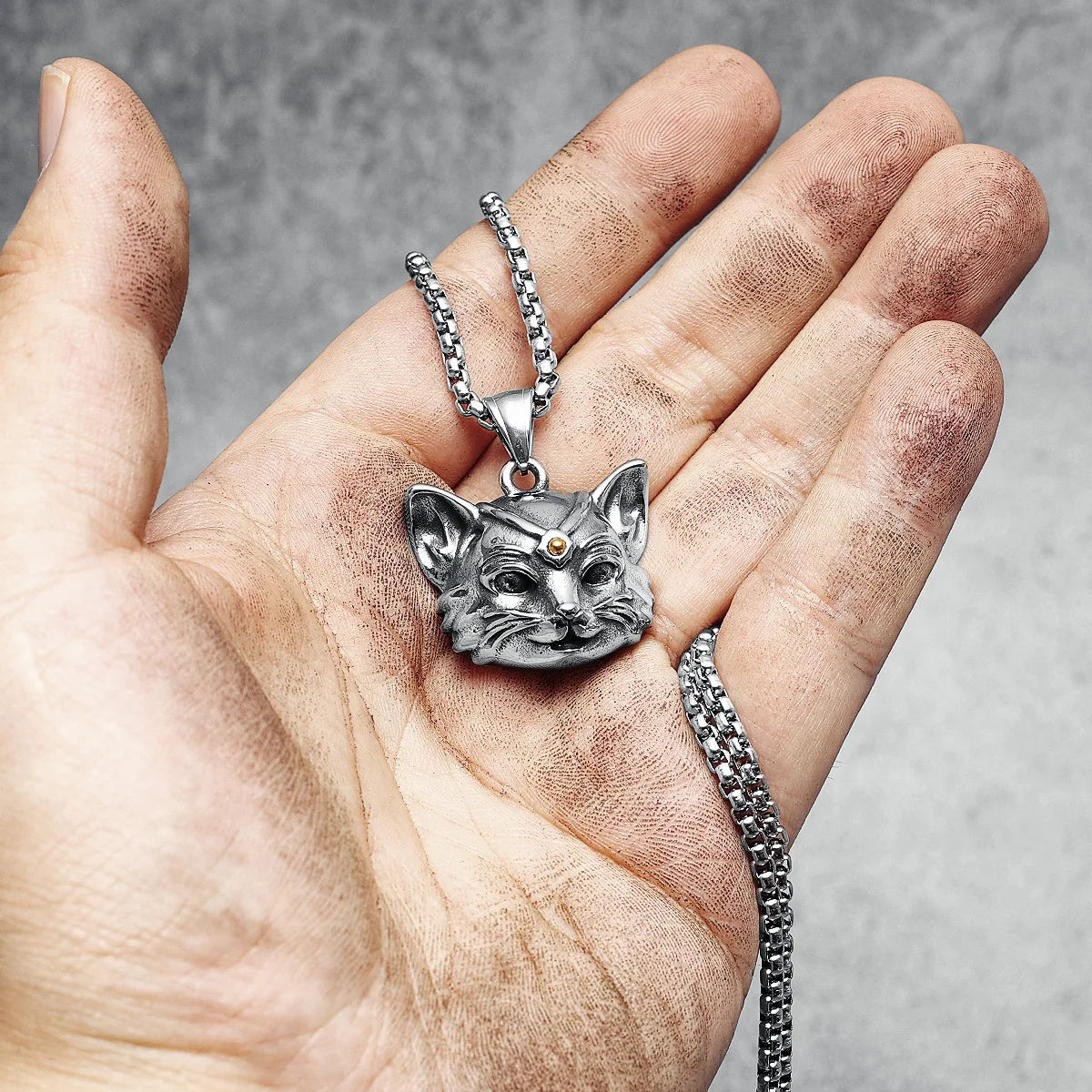 Cool Cat Necklace 316L Stainless Steel Kitty Gem Men Women Pendant Chain Rock Party for Friend Male Jewelry Best Gift Wholesale