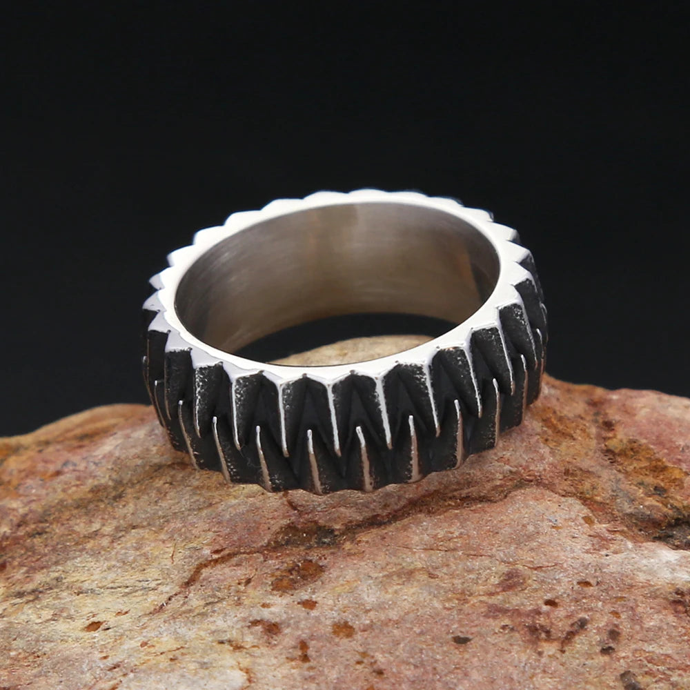 New Fashion Retro Style Geometric Gear Rings For Man Women 316L Stainless Steel Simple Personality Creative Jewelry Dropshipping