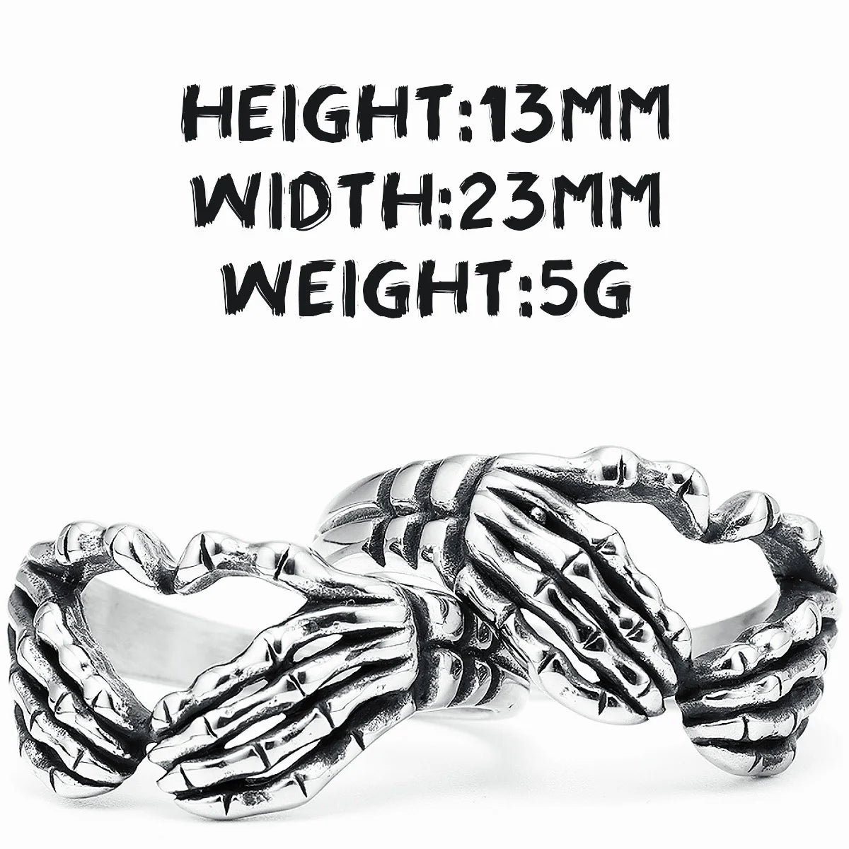 Finger Heart Rings 316L Stainless Steel Gothic Skeleton Men Women Ring Rock Punk Party for Biker Rider Couples Jewelry Best Gift