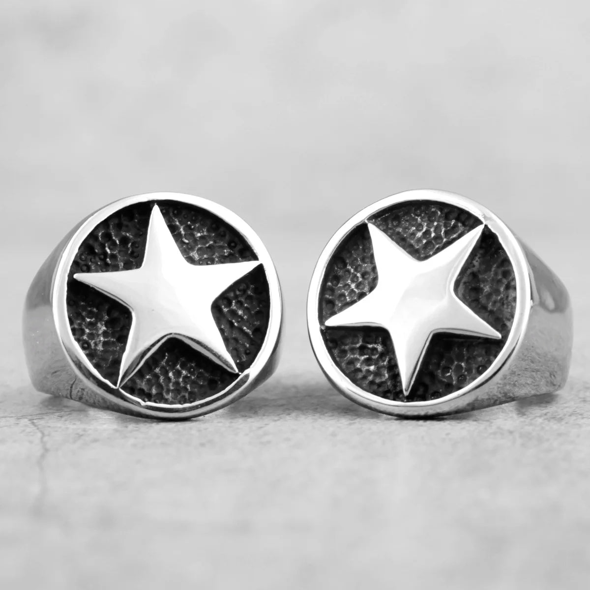 316L Stainless Steel Lucky Pentagon Stars Men Rings Talisman Good Lucky Vintage Simple Biker for Men Boy Fashion Jewelry Gift