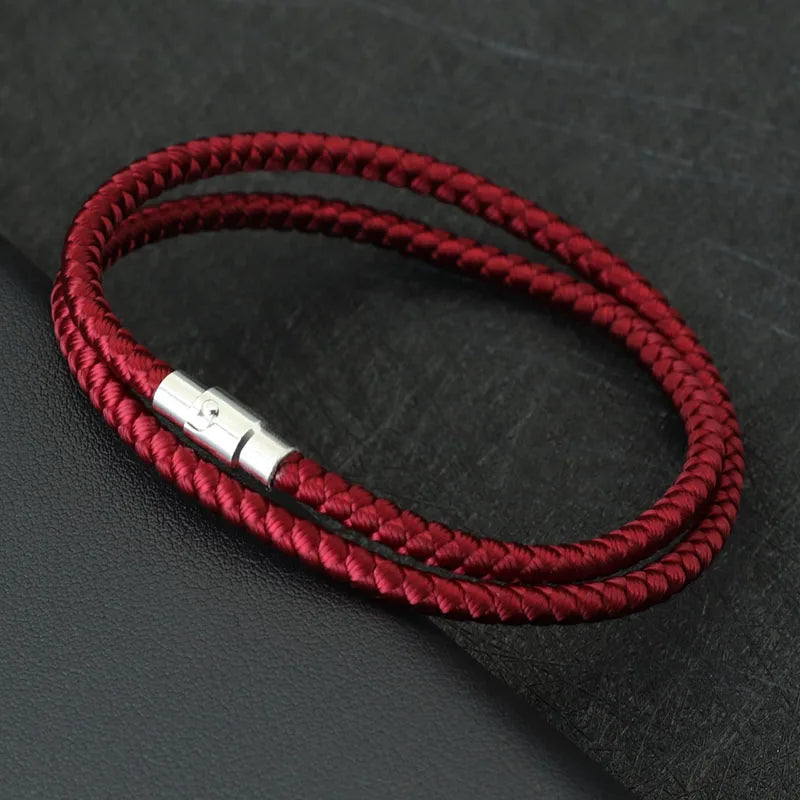 New Minimalist Rope Bracelet For Men Women Double Safety Buckle Magnetic Couple Braclet Grade A Keel Cord Lucky Red Braslet Gift