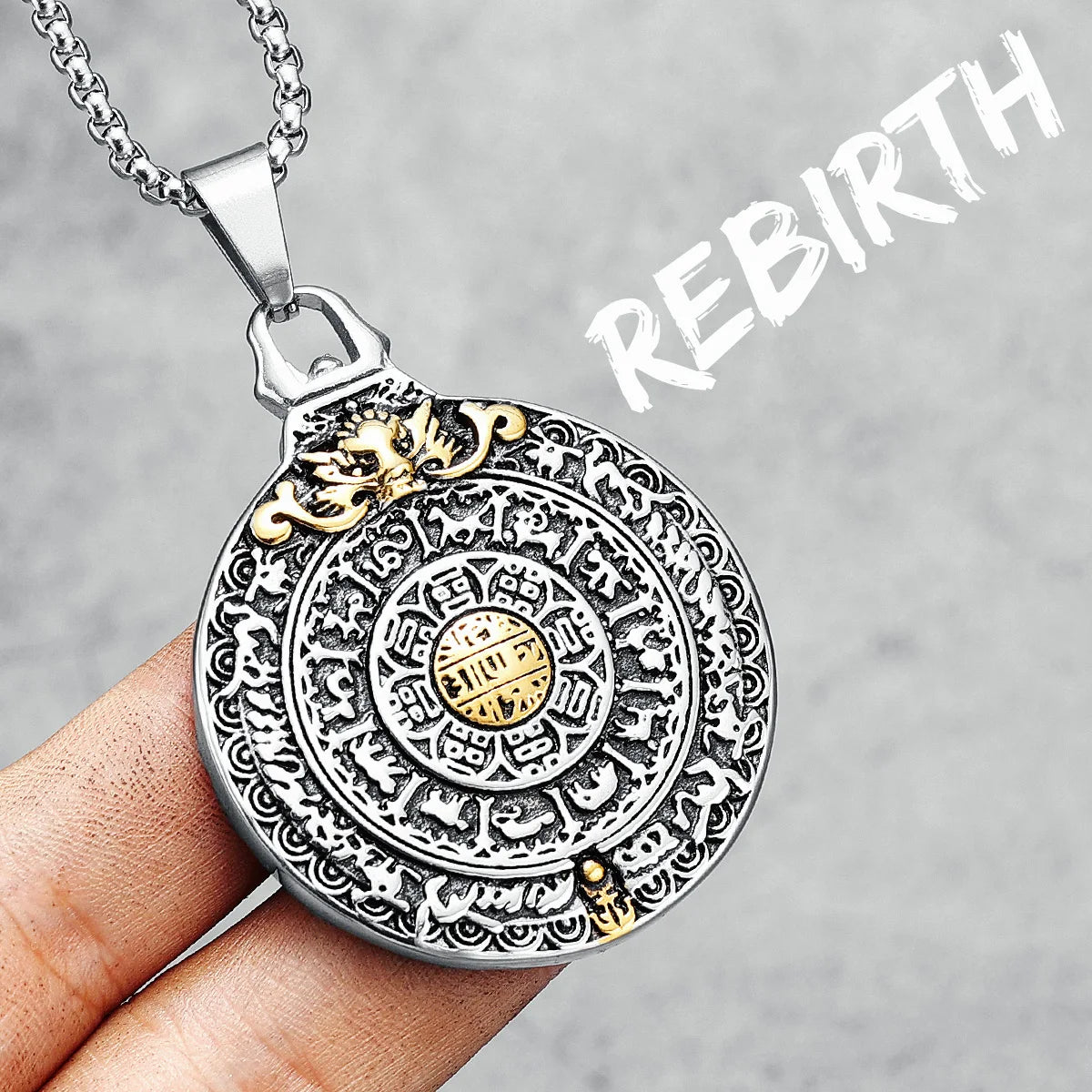 Collier pour homme avec inscription créative en acier inoxydable, pendentif en forme de rune de la renaissance, chaîne religieuse, croyance rock punk, bijoux pour homme, cadeau