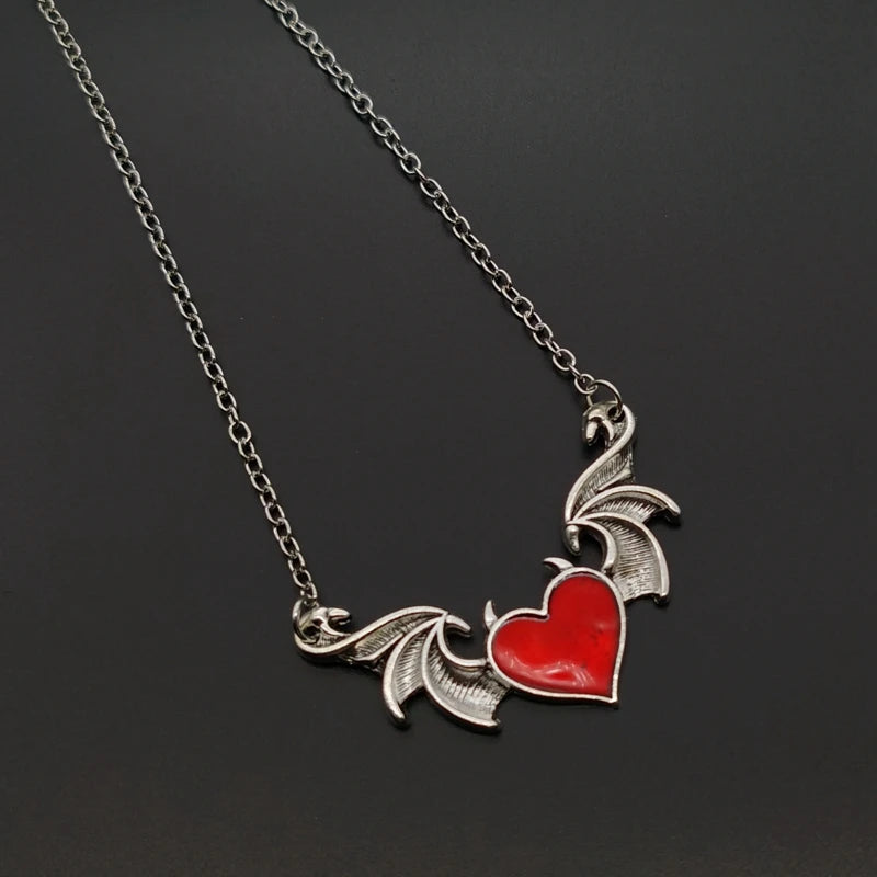 2022 Bat Wing Necklace Black Red Love Pendant Necklace Women Bat Wing Necklaces HALLOWEEN PARTY GIFT Luxury Jewelry Wholesale