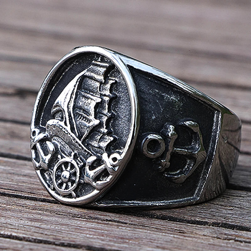 Nordic Sailboat Pirate Ring For Men / 316L Stainless Steel - Madeinsea©