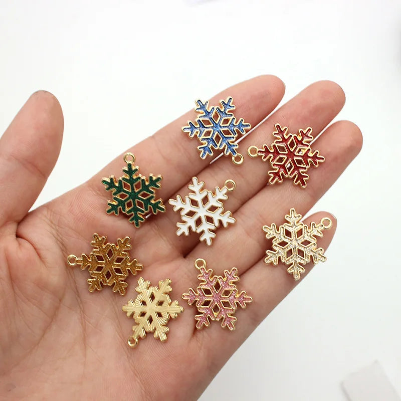 10pcs/Lot 19x24mm Snow Oil Enamel DIY Charms for Bag Earring Necklace Jewelry Making Handmade Pendant