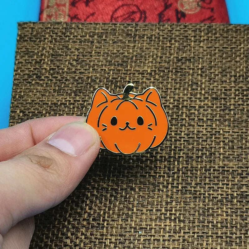 Halloween Pumpkin Cat Lantern Cartoon Enamel Brooch Pin Collar Lapel Pins Badges Women Men Brooches Fashion Jewelry Accessories