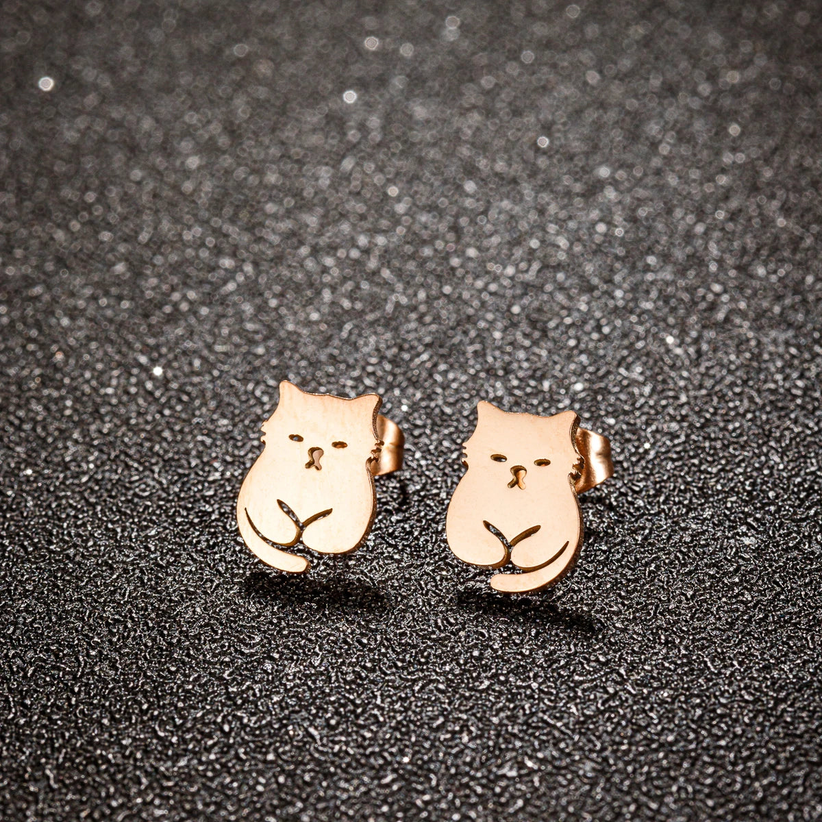 1 Pair Dainty Cat Stud Earrings Stainless Steel Chic Animal Pet Cat Earrings Cute Women Fashion Accessories