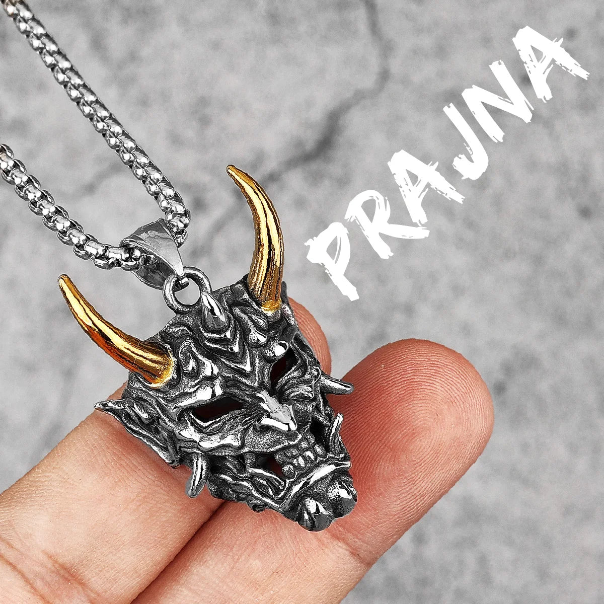 Hannya Mask Stainless Steel Men Ninja Necklaces Bushido Pendant Chain Punk for Boyfriend Male Jewelry Creative Gift Dropshipping