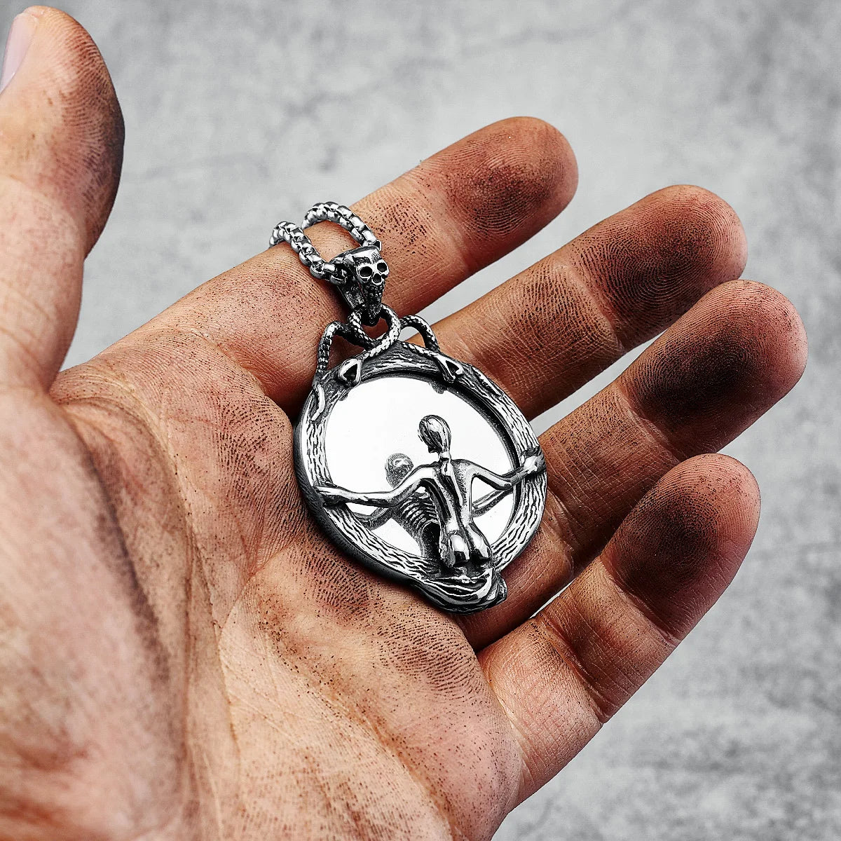 Magic Mirror Necklace Stainless Steel Men Skull Pendant Chain Vintage Punk Rock Hip Hop Rap for Friend Jewelry Gift Dropshipping