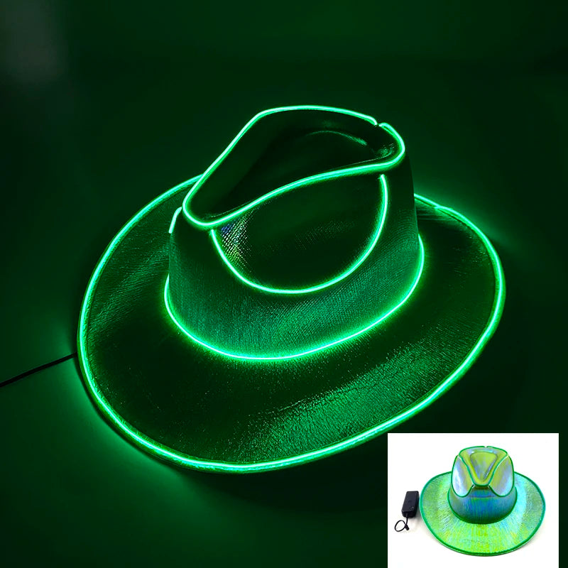 New Arrival Pearlescent Cowboy Hat Dance Costume Decorate Glowing Cowgirl Cap Glowing For Neon NightClub