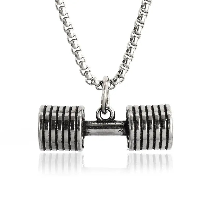 Fashion Barbell Dumbbell Pendant Men\\\'s Gym Weightlifting Necklace Women\\\'s Fitness Bodybuilding Sports Jewelry