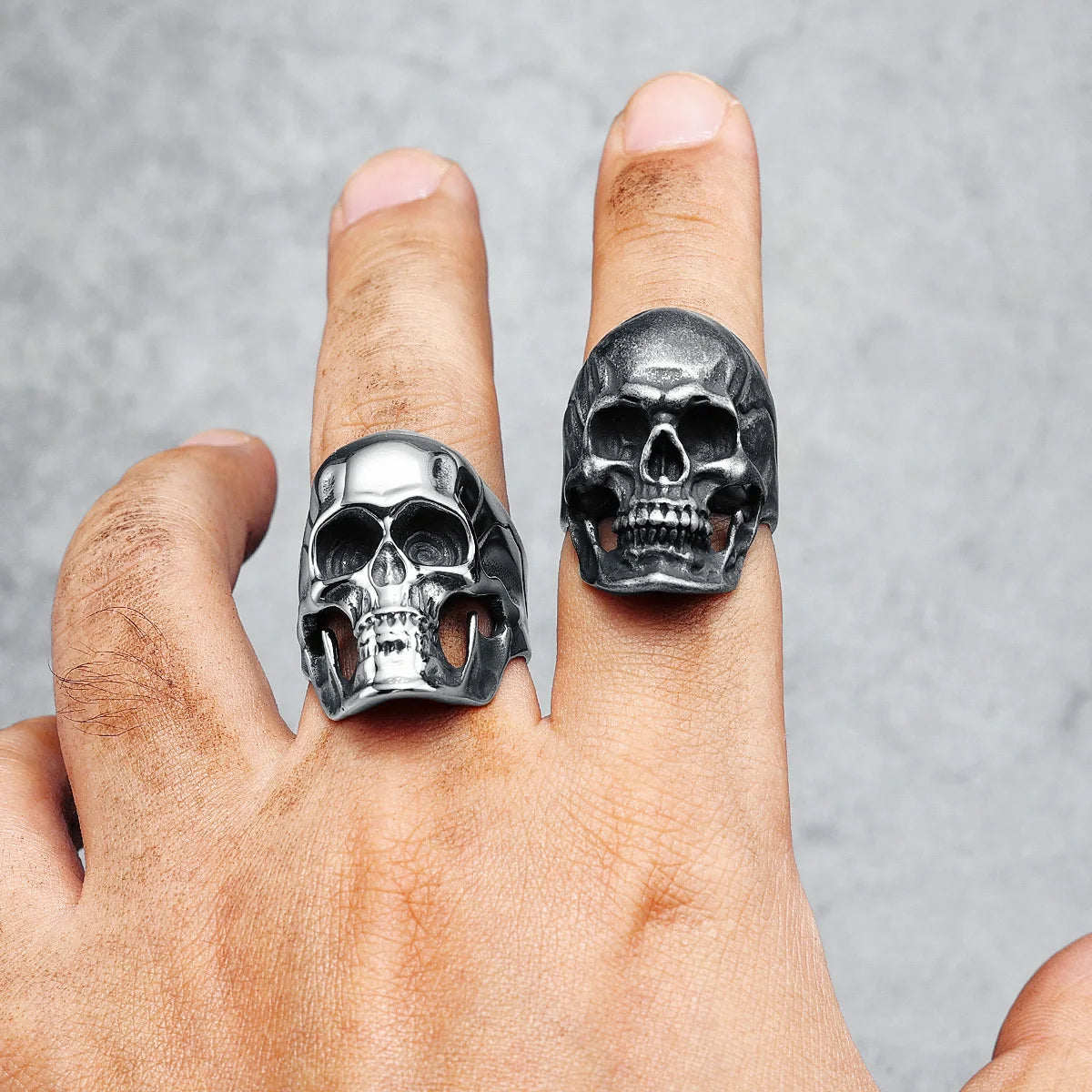 Original Skull Men Ring 316L Stainless Steel High Polished Rock Punk HipHop Rap for Biker Rider Male Boyfriend Jewelry Best Gift