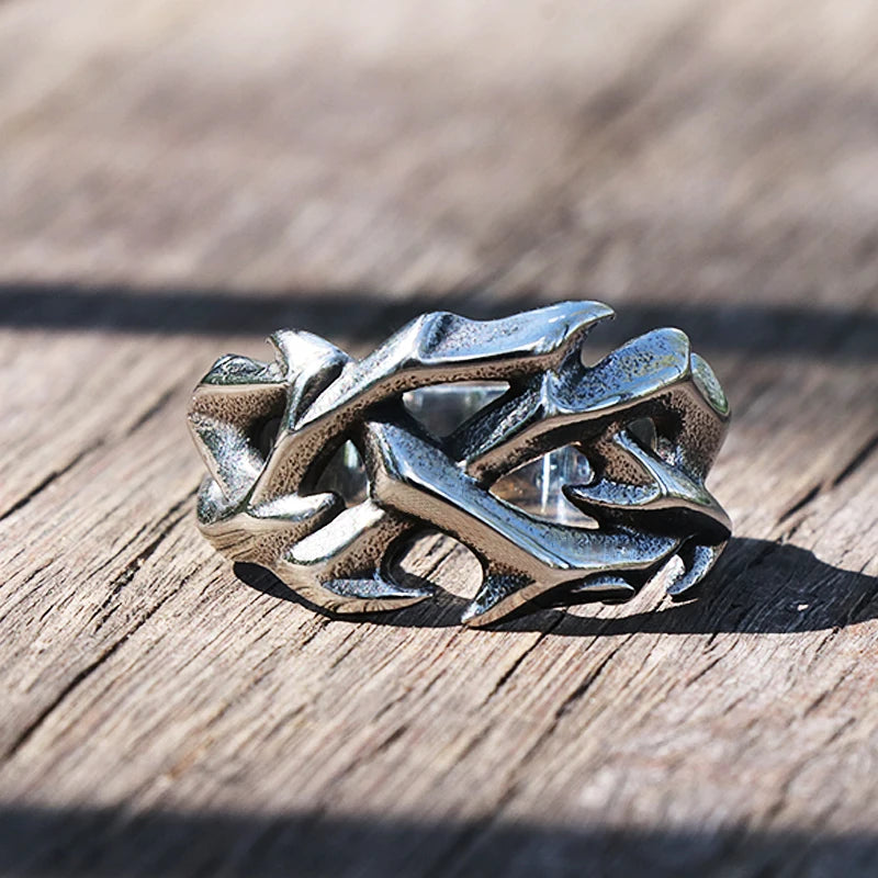 Vintage Hollow Out Design Crown of Thorns Stainless Steel Ring