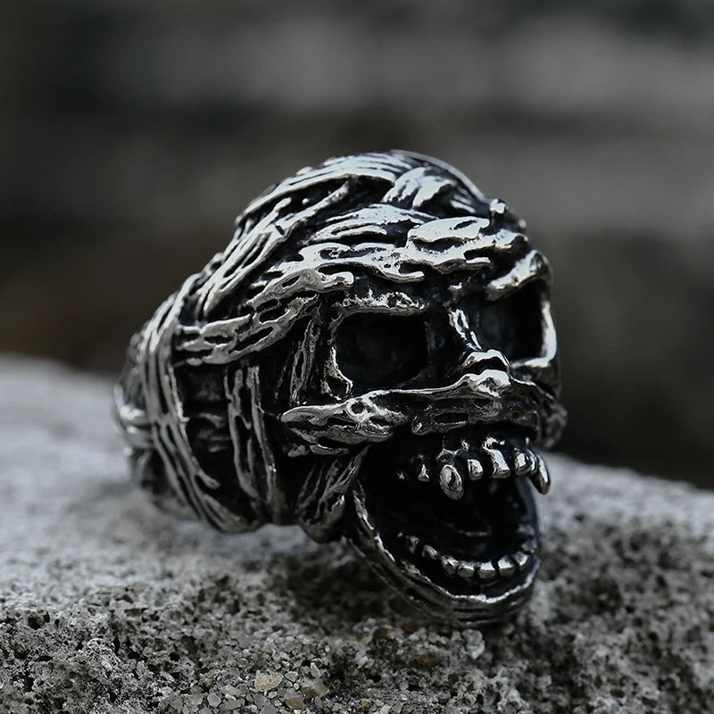 New Style Retro Egyptian Ancient Egyptian Mummy Skull Ring For Men Punk Biker Fashion Jewelry Wholesale