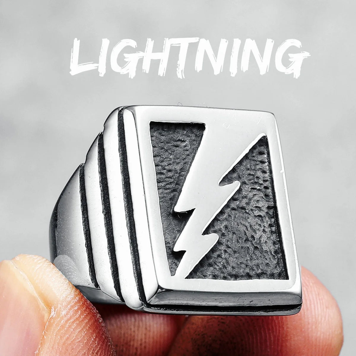 Golden Lightning Men Rings 316L Stainless Steel Simple Ring Punk Rock Party for Friend Couple Jewelry Best Gift Dropshipping