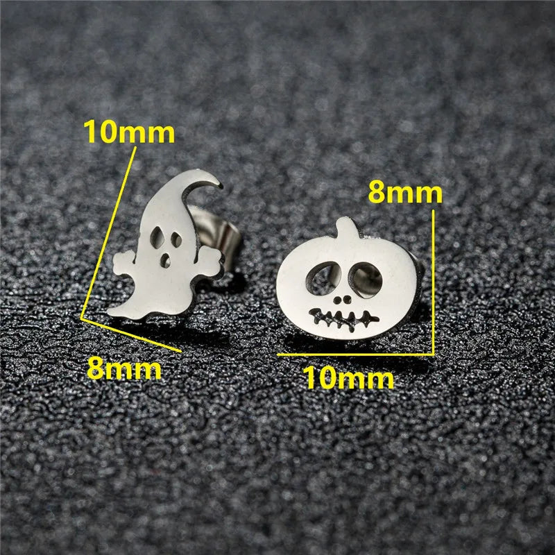 Cartoon Stainless Steel Stud Earrings Gingerbread Man Deer Spider Ghost Earings for Women Christmas Piercing Jewelry 2024