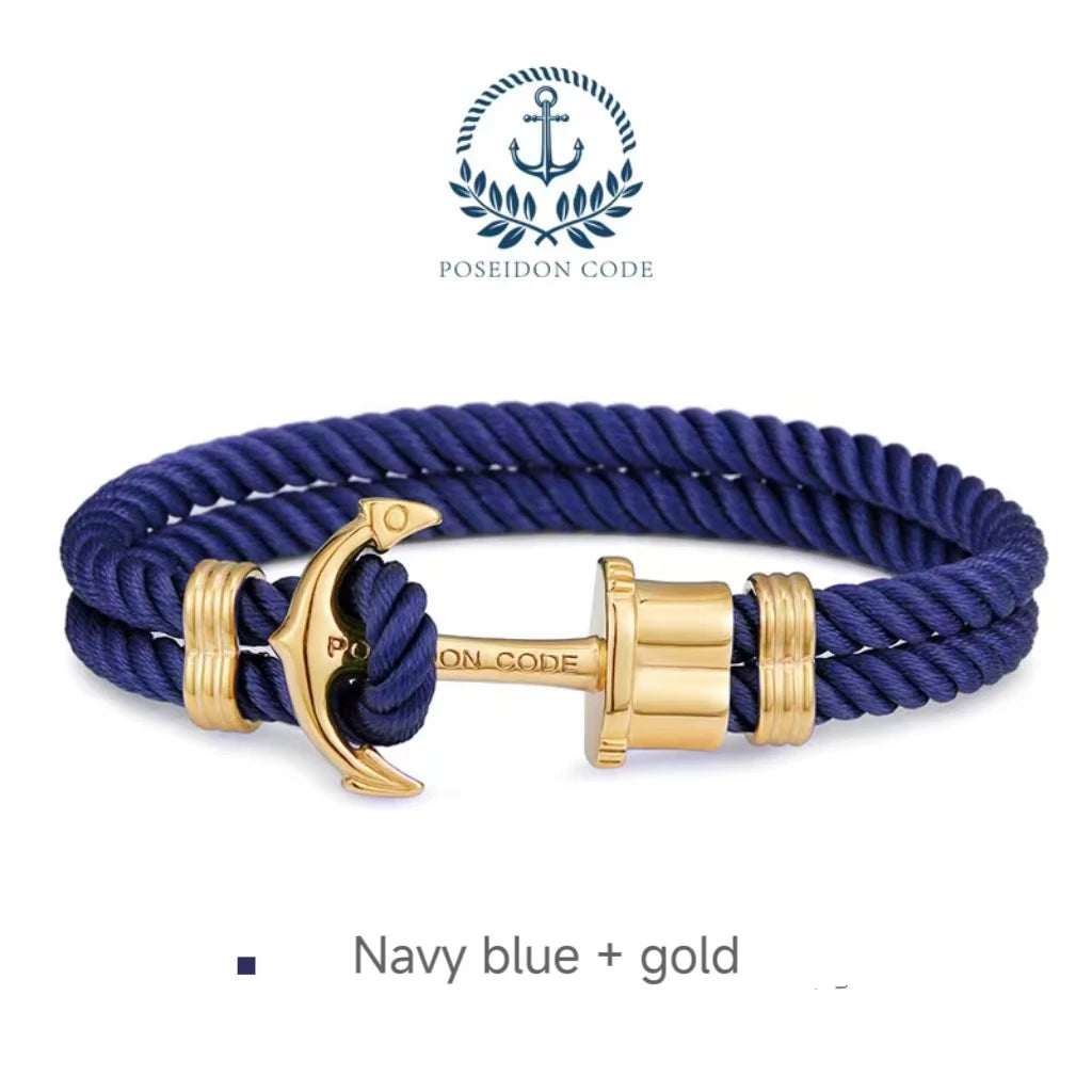 woman Stainless Steel Anchor Bracelet European and American Fashion Couple Bracelet Navy Men Personalized Nylon rope Jewelry