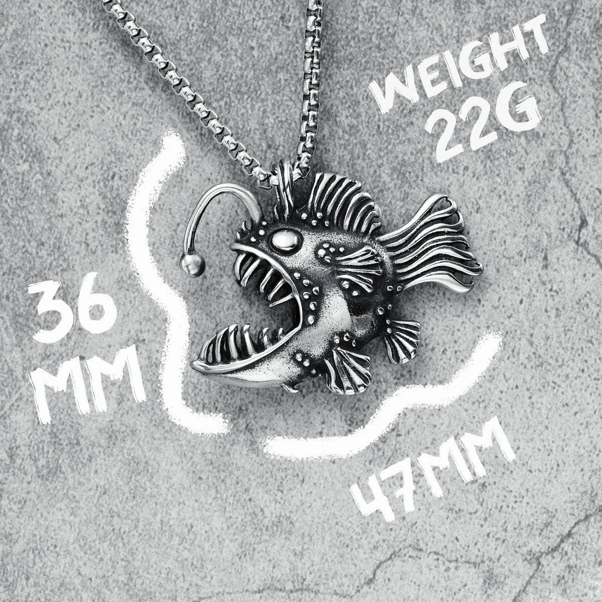 Deep Sea Angler Pendants 316L Stainless Steel Men Piranha Necklaces Chain Rap Punk Rock Party Jewelry Special Gift Dropshipping