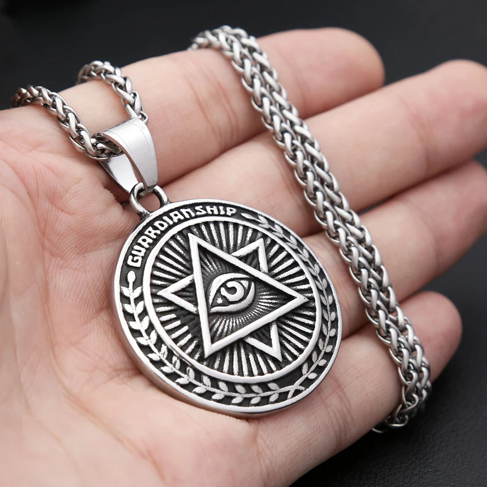 New Classic All Seeing Eye Pendant Necklaces For Men Women Fashion Punk Stainless Steel Hexagram Necklace Amulet Jewelry Gifts