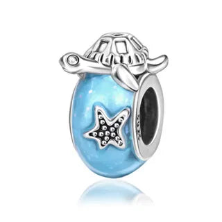 New 925 Sterling Silver Shell Sea Star Turtle Ocean Series Pendant Fit Original Pandora Bracelet Snake Chain Beaded Women Gift