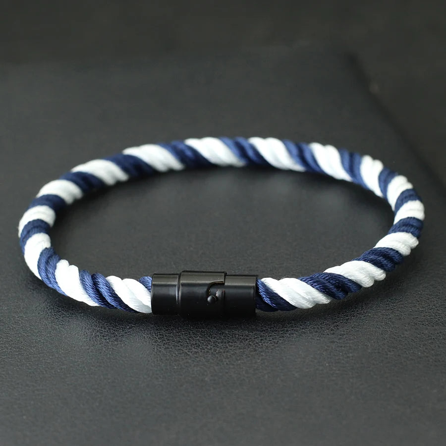 Simple Style Mens Bracelet Black Magnetic Buckle Paracord Braslet Bangle Ethnic Nautical Rope Braclet Leisure Pulseira Joias