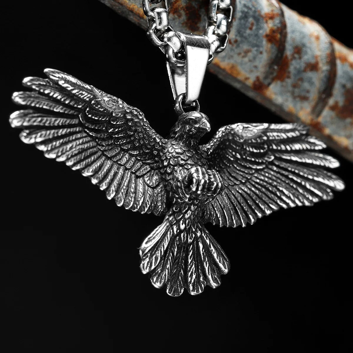 Eagle Wing Pendant Men Necklace 316L Stainless Steel Wild Hawk Chain Rock Punk for Friend Male Jewelry Special Gift Dropshipping