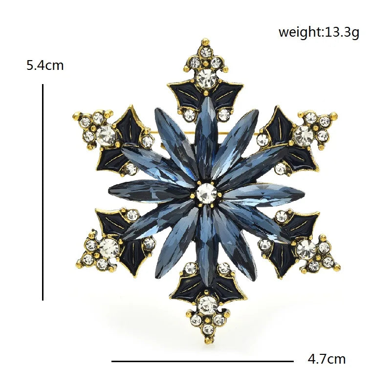 Wuli&baby Rhinestone Snowflake Brooches For Women Unisex 2-color Winter Flower Party Office Brooch Pins Gifts