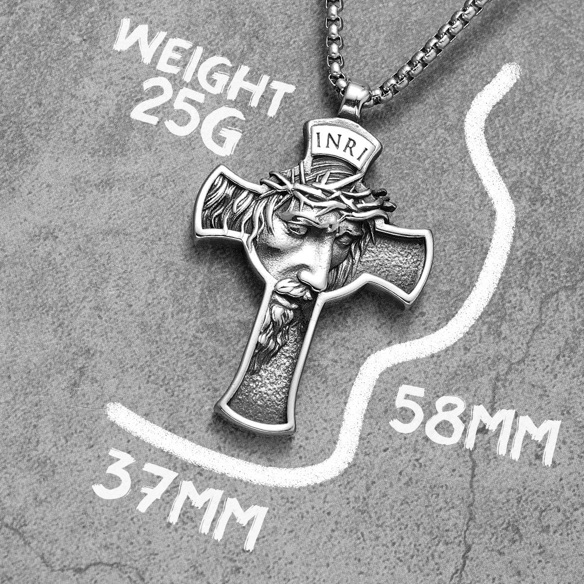 INRI Jesus Cross Religon Amulet Stainless Steel Men Women Necklaces Pendants Chain Punk Trendy Jewelry Creativity Gift Wholesale