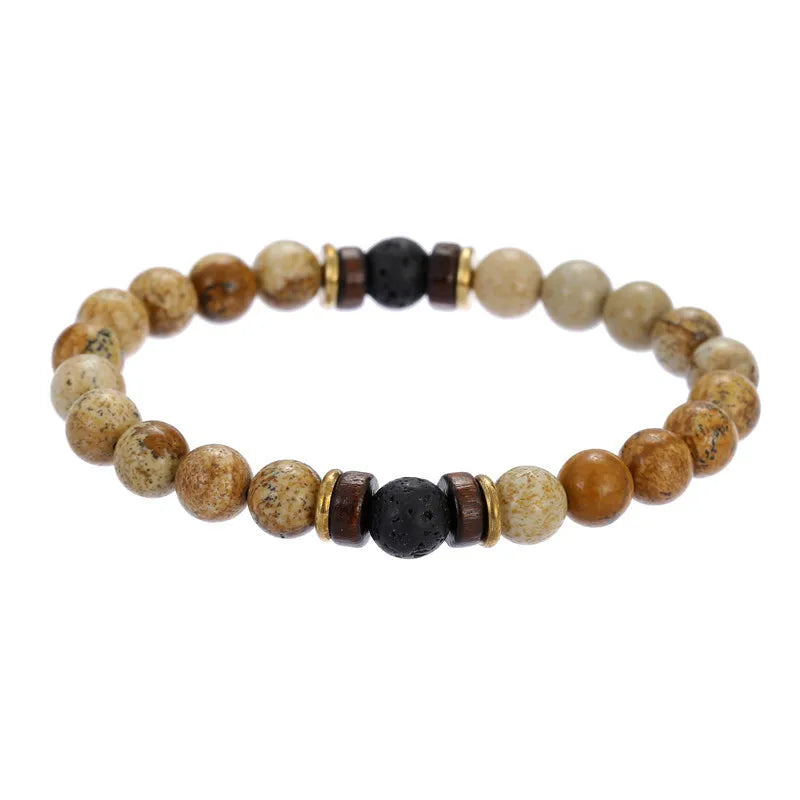 Volcanic Stone Bracelet for Men Lava Wooden  Beads Bracelet Tibetan Buddha Wrist Chain Women Men Jewelry Gift New Bracelets