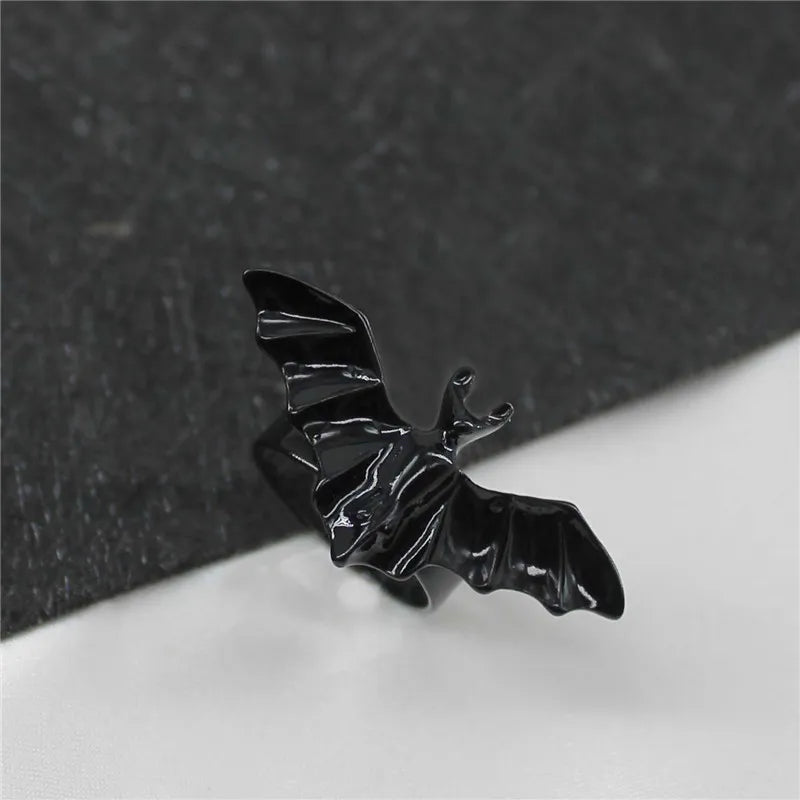 Punk Halloween Fledermaus Ring Gothic Schwarz Vampir Flügel Einstellbare Finger Ringe