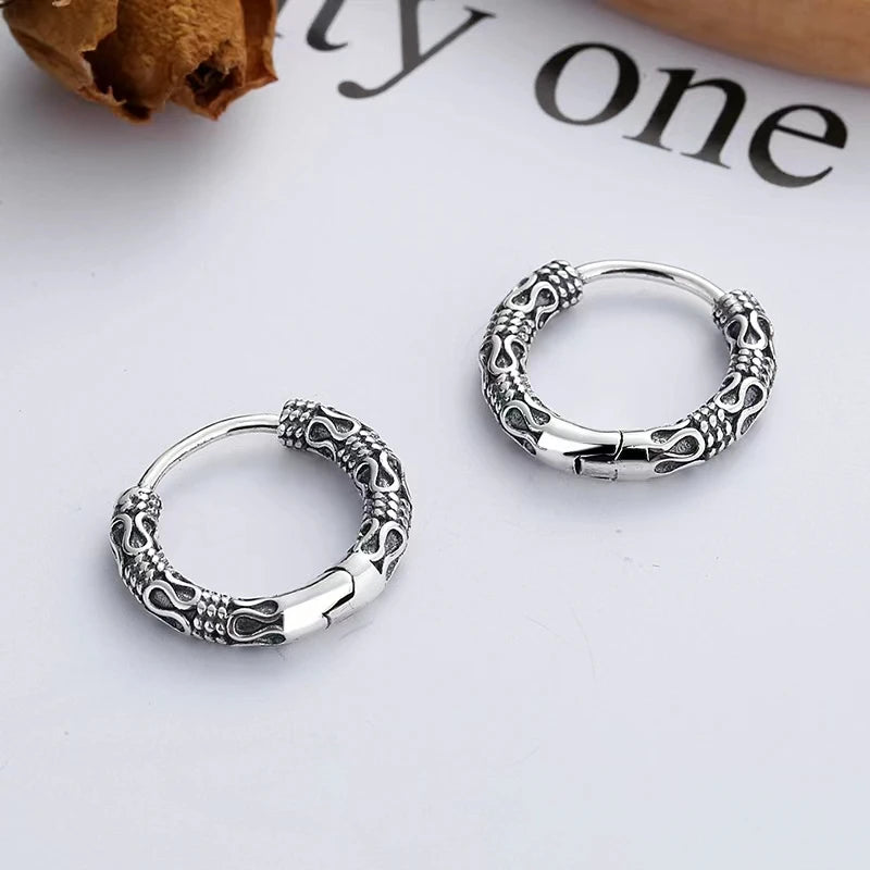 Vintage Simple Small Hoop Earrings Stainless Steel Hypoallergenic Earrings for Men Women Cool Indian Boho Jewelry