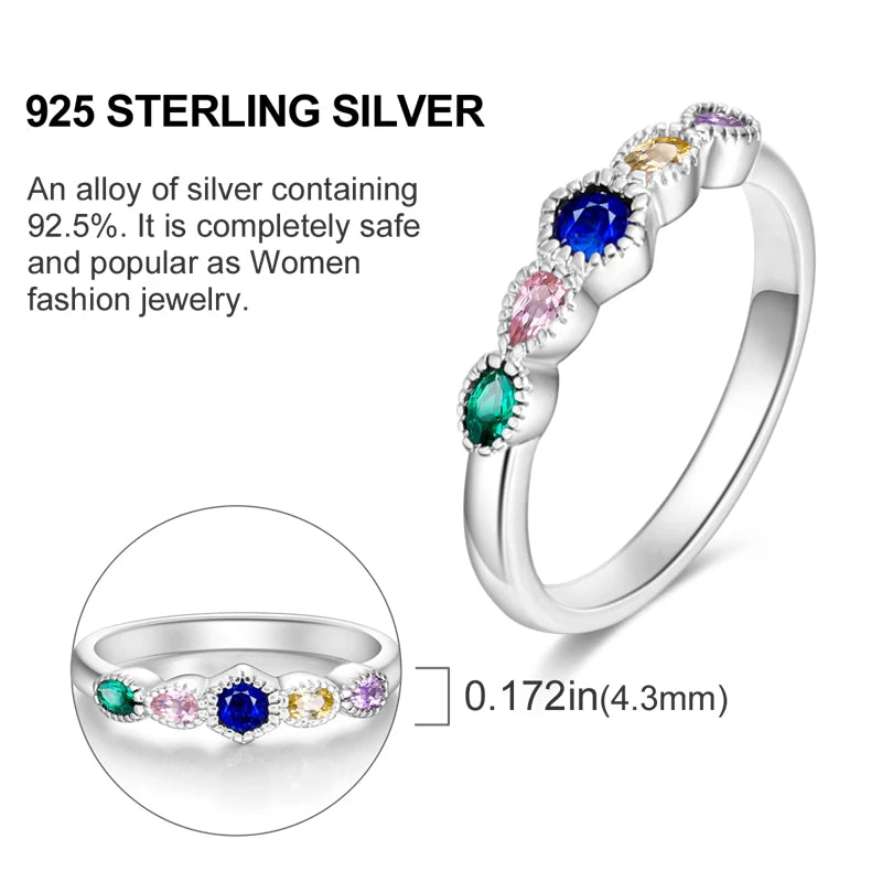 925 Sterling Silver Rings Original Design Blue Zircon Star Moon Finger Rings For Women High Quality Wedding Jewelry Gift