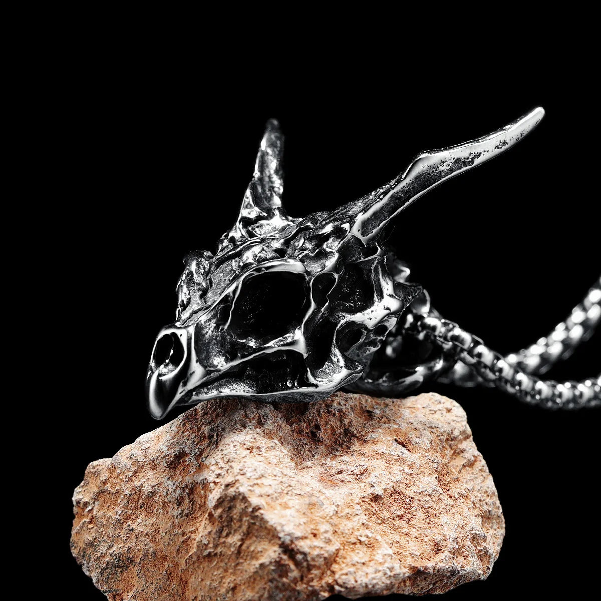 Collier avec pendentif en forme de crâne de dragon en acier inoxydable 316L, style rétro, squelette de dinosaure, chaîne rock punk pour homme, bijoux pour ami, meilleur cadeau