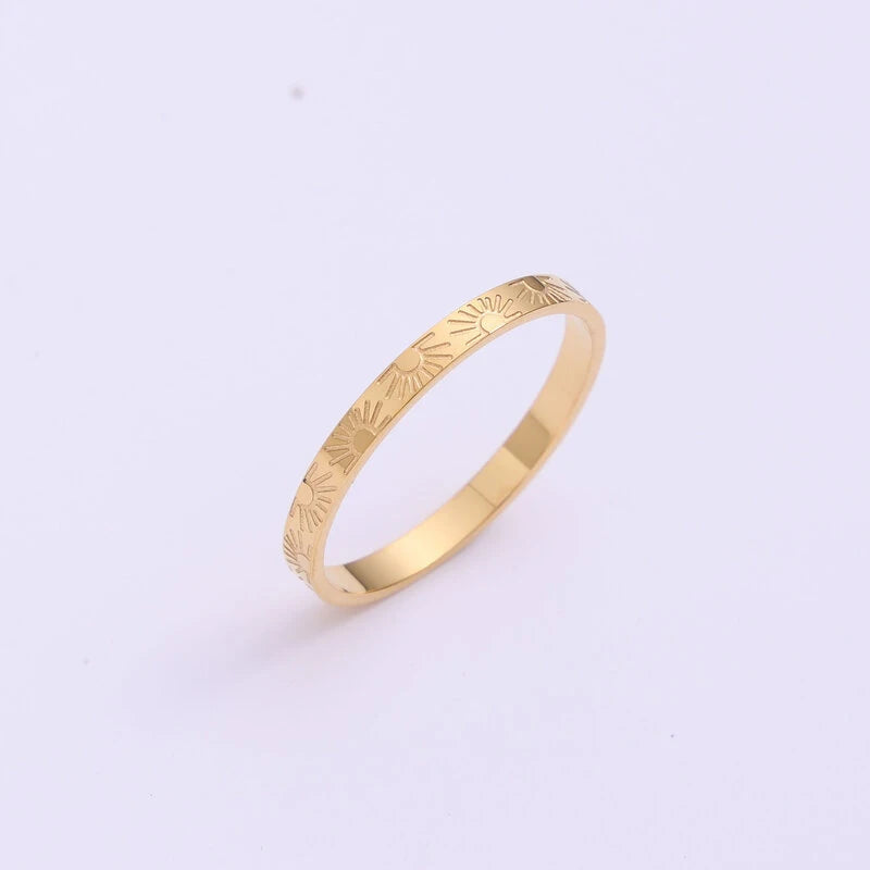 INS Trend Waterpoof Stainless Steel Sunlight Stackable Ring for Women Tarnish Free Fashion Jewelry Gift