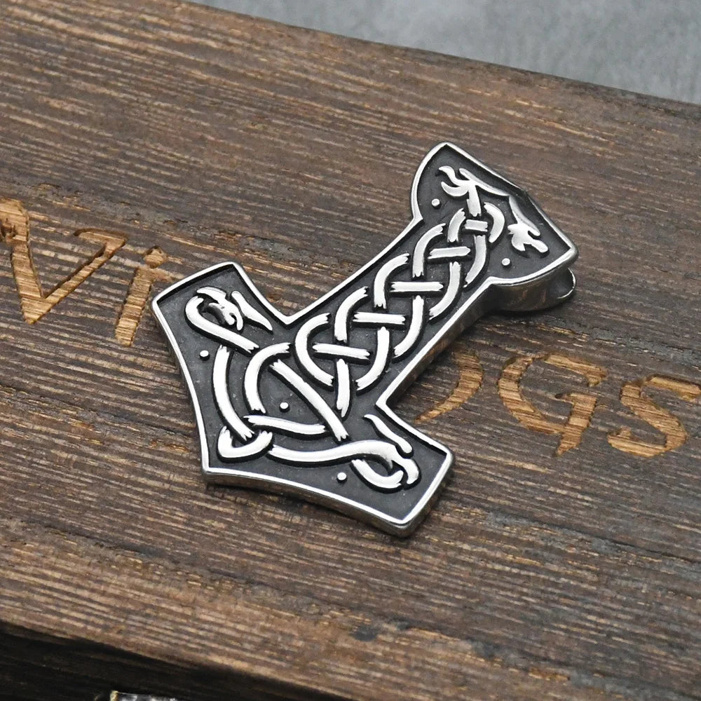 Norse Viking Thor's Hammer Mjolnir Scandinavian Rune Amulet Necklace Stainless Steel Chain Odin raven Anchor Pendant Male Jewelr