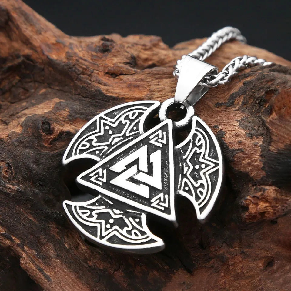 Vintage Fashion Vikings Triangle Celtic Knot Pendant Necklace For Men Women Stainless Steel Nordic Amulet Jewelry Gift Wholesale