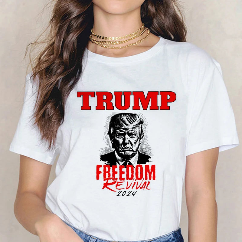 Donald Trump 2024 Merchandise Graphic Tee Shirt Harajuku Y2k Tops Funny Mange Gothic Tshirt Women Fashion T-shirt Clothes Femme