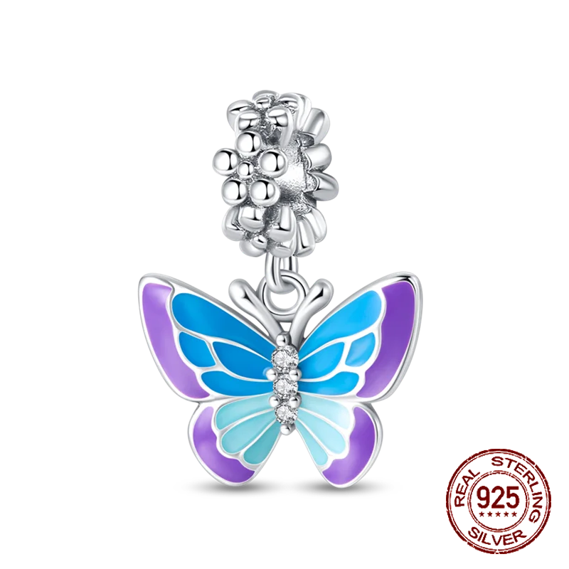 Hot Sale 100% 925 Sterling Silver Charm Flower Butterfly Bead Fit Original Pandora Charms Bangles Making For Women DIY Jewelry